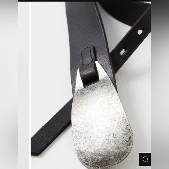 New Free People Leather Oyster Bay Hip Belt Black Silver New Size M/L - Picture 2 of 6